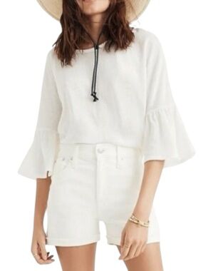 MADEWELL High-Rise Skinny Denim Shorts in White Size 30T (TALL)